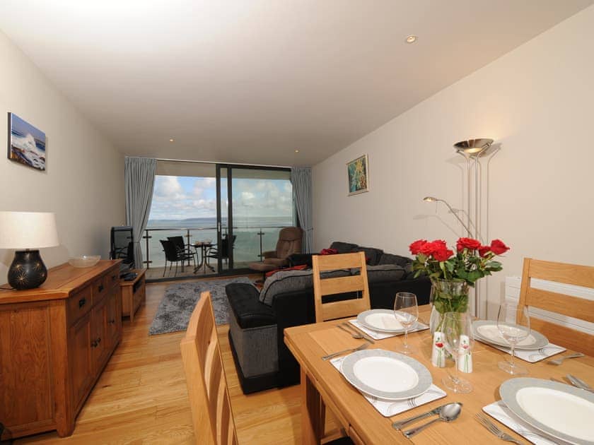 Living area with sliding door to the balcony | Tidal Bay - Horizon View, Westward Ho!