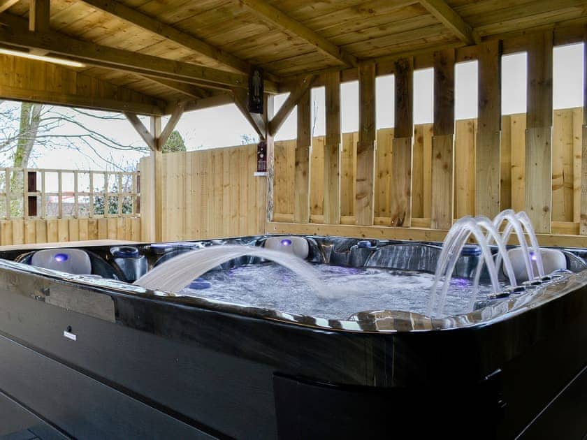 Hot tub with lights and speakers | Key to the Esk, Longtown, near Carlisle