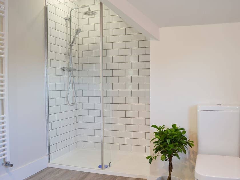 Large bathroom with tiled shower enclosure | The Carriage House - Station House Cottages, Upper Poppleton, near York