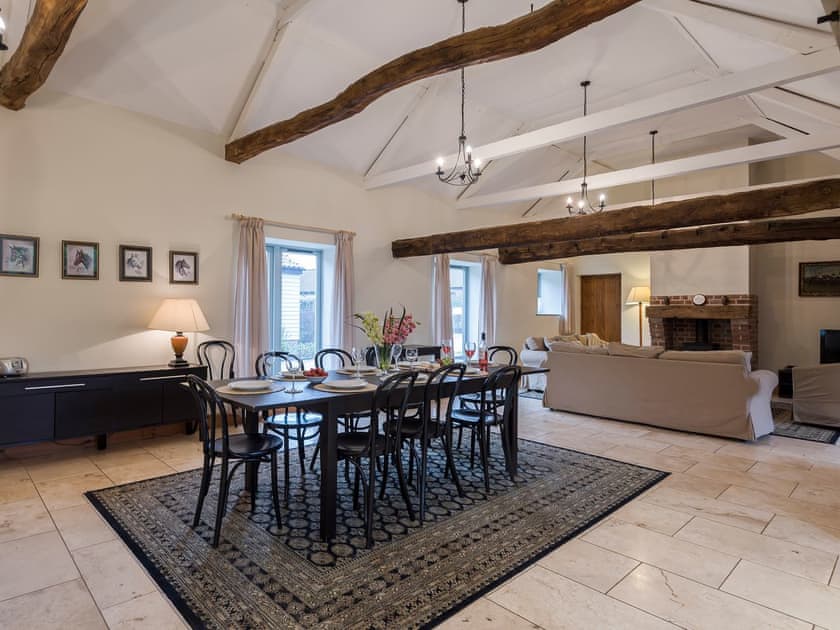 Open plan living space with marble floor | The Stables - Manor Mews, Tattersett, near Fakenham