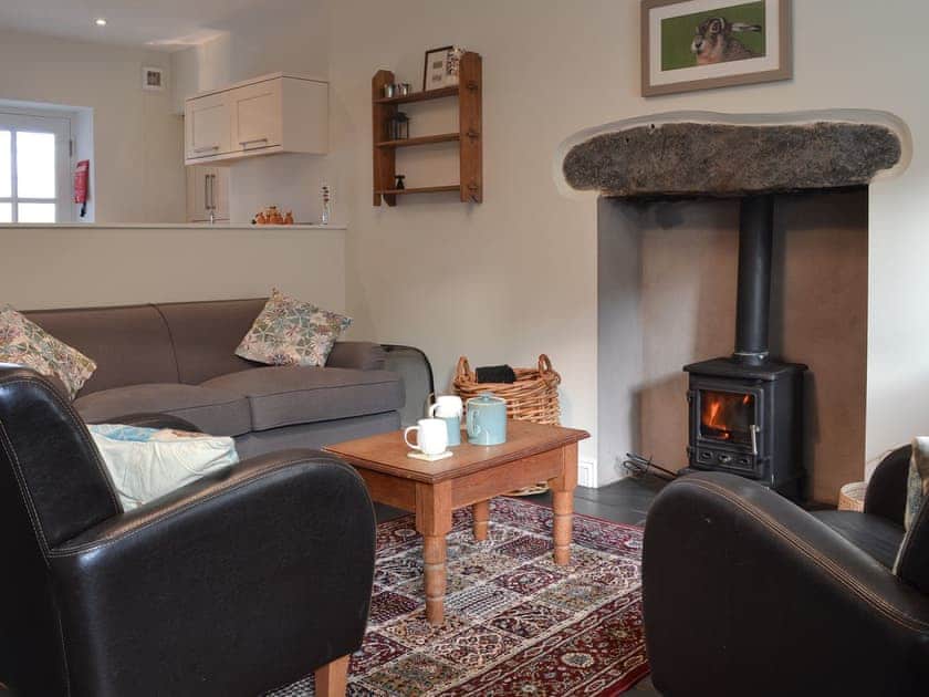 Cosy living room with multi-fuel burner | Coopers Cottage, Low Wood, near Ulverston