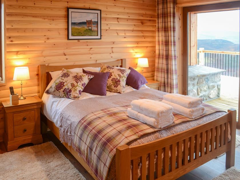 Relax in the peaceful double bedroom | Red Kite Lodge, Osprey Lodge, near Dornoch