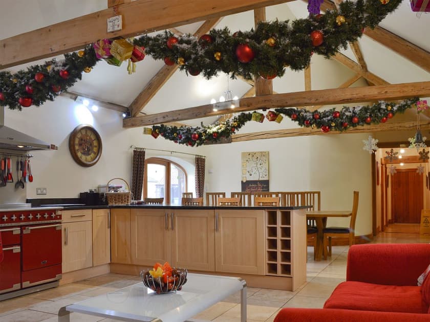 Well equipped kitchen/ dining room decorated for Christmas | Acrewood, Wetwang near Driffield