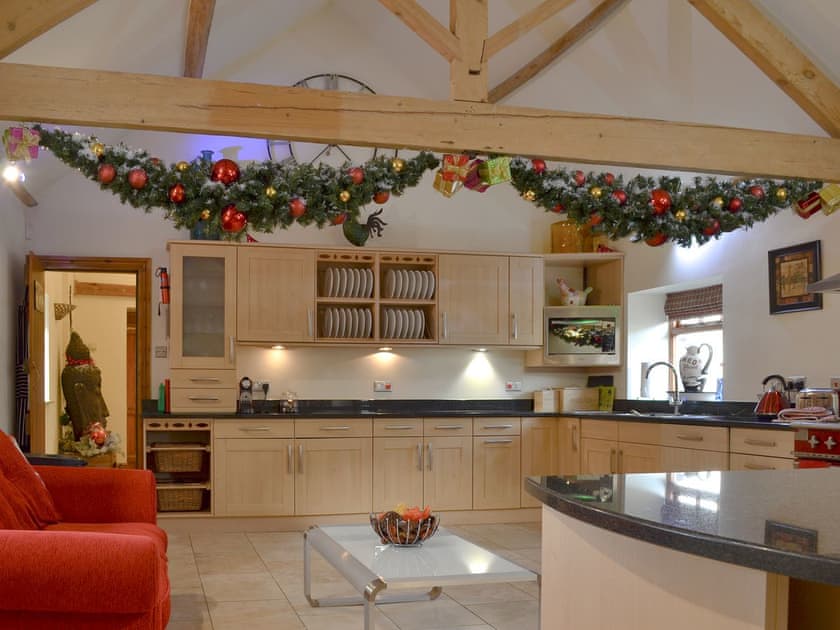 Well equipped kitchen/ dining room decorated for Christmas | Acrewood, Wetwang near Driffield