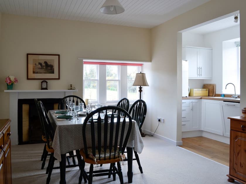 Dining room and adjacent kitchen | Dairy Cottage, Whitehouse, near Alford