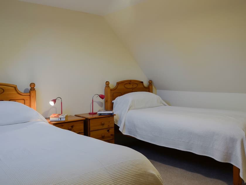 Bedroom with twin beds | Dairy Cottage, Whitehouse, near Alford
