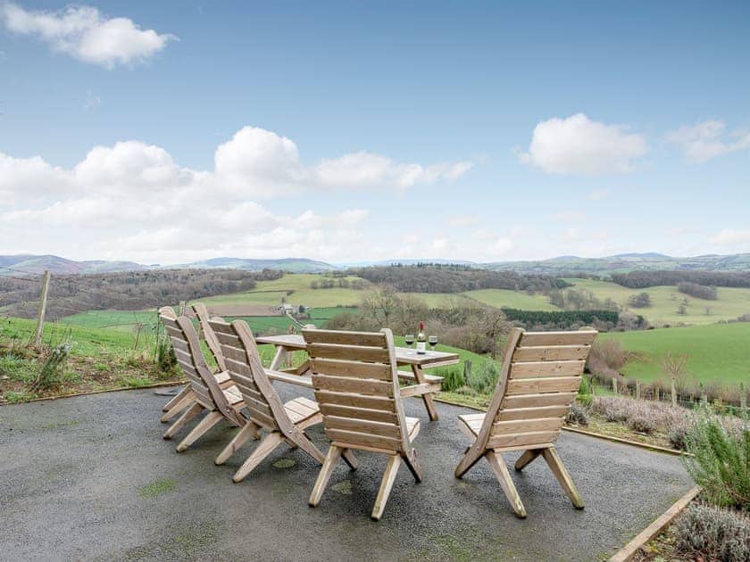 Sitting out area with lovely views | Y Beudy, Pwllglas, near Ruthin