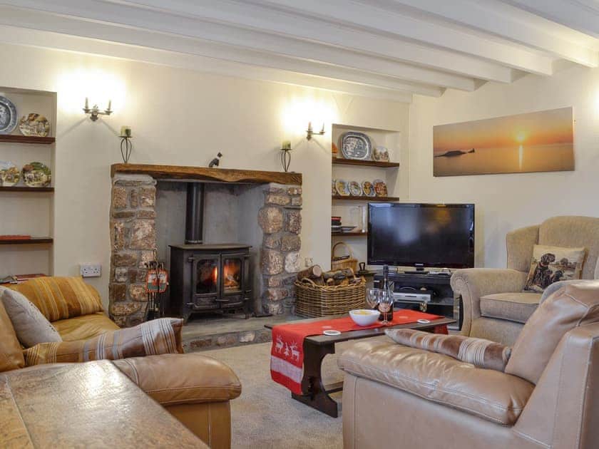 Characterful living room with wood burner | Middleton Hall, Rhossilli, near Swansea