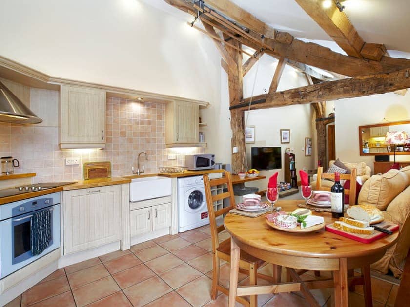 Open plan living space with beams | Bramble Cottage - Smallshaw Cottages, Millhouse Green, near Penistone