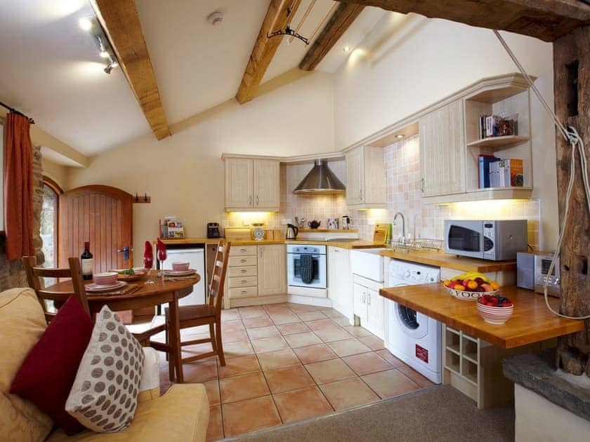 Open plan living space with beams | Bramble Cottage - Smallshaw Cottages, Millhouse Green, near Penistone