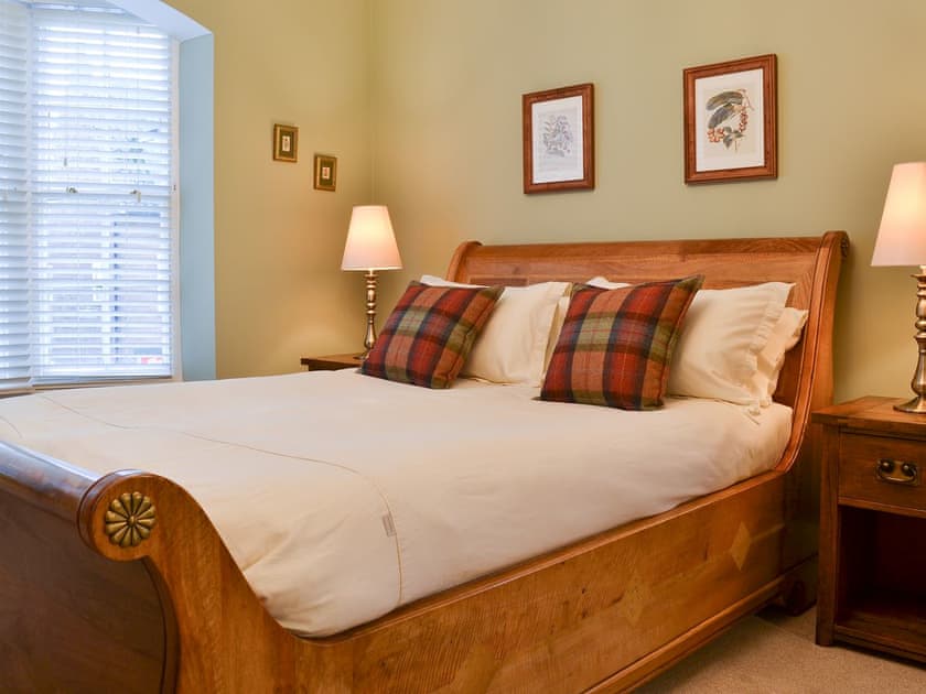 Wonderful elegant sleigh bed in the master bedroom | Princess Lodge, Scarborough