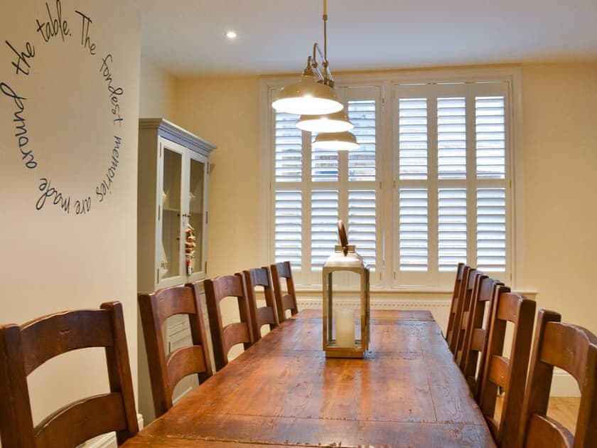 Dining room with table seating up to ten guests | Princess Lodge, Scarborough
