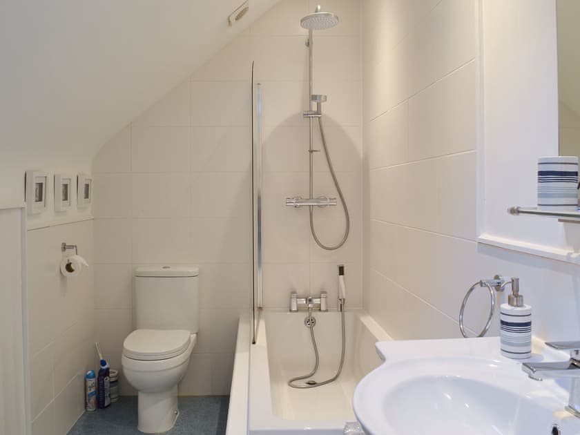 Bathroom with shower over the bath | Princess Lodge, Scarborough