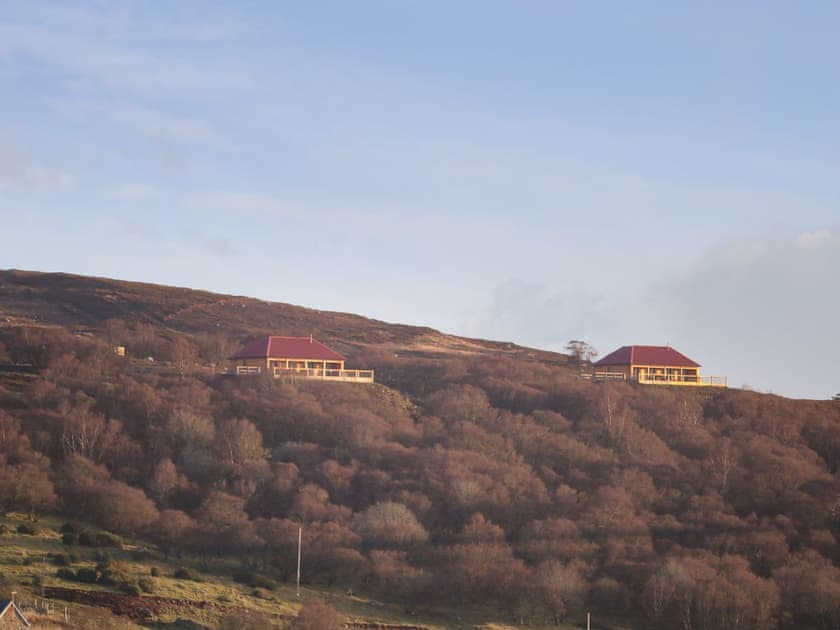 Wonderful mountain lodge (left) set in dramatic Highland scenery | Osprey Lodge, Rogart, near Dornoch