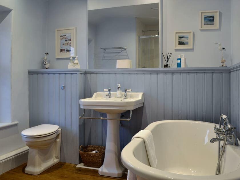 Family bathroom with bath and separate shower cubicle | Riverholme, Bassenthwaite, near Keswick