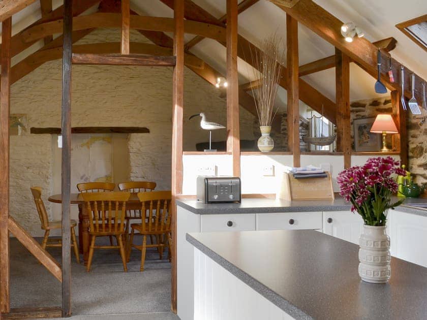 Open plan living/dining room/kitchen with lots of character | The Shippen, East Prawle