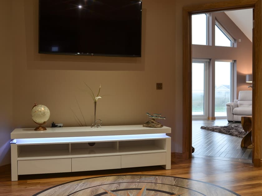 Hallway with 55 inch TV | Skipper’s Retreat, Clachan Sands, Isle of North Uist