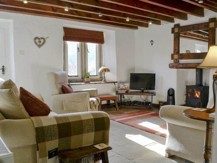 Charming living room with multi fuel burner | Arncliffe House Farm, Starbotton near Kettlewell