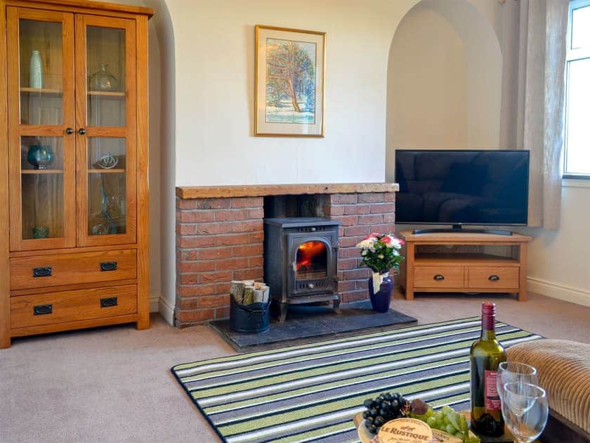 Cosy living room with wood burner | Butterhole Cottage, Mabie, near Dumfries