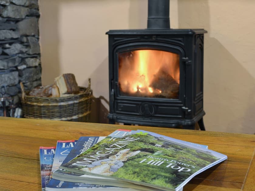 Warming wood burner | Hill Top Barn, Newton-in-Cartmel, near Grange-over-Sands