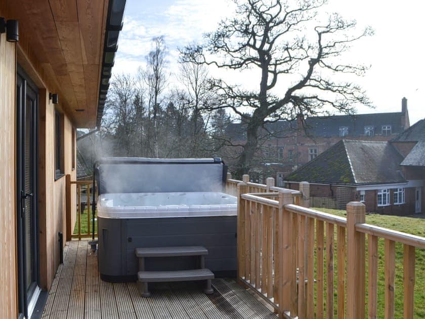 Hot tub | Willow Lodge - Otterburn Hall Lodges, Otterburn, near Bellingham