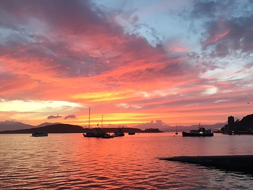 Sunset over the sea | Finlaggan Apartment, Oban