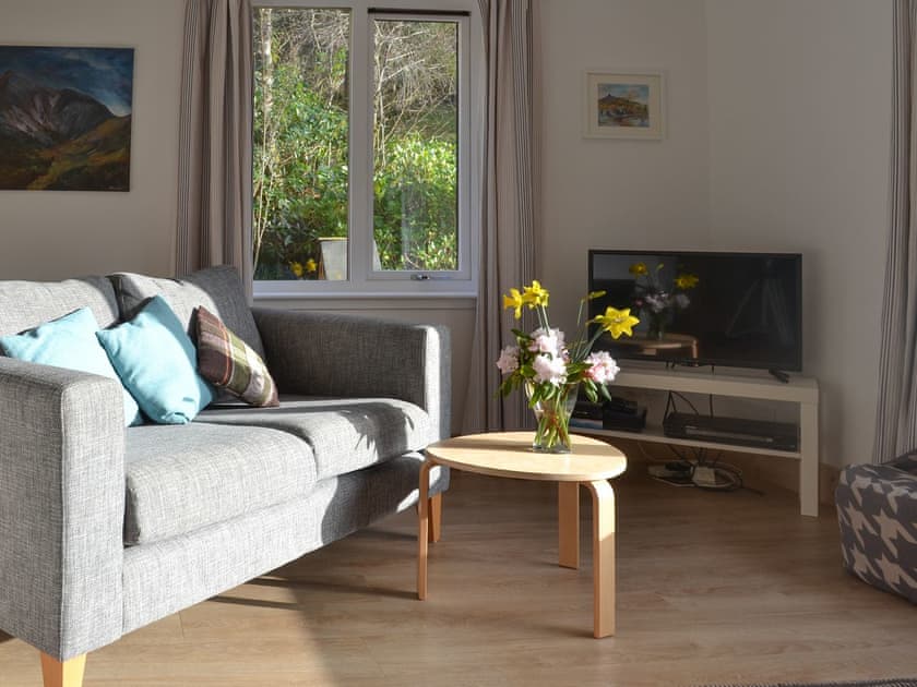Living room with wonderful views | Larch Cottage, Ballachulish, near Fort William