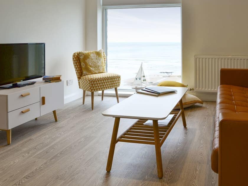 Stylish living area | Upper Sandstell Point - Sandstell Point Apartments, Spittal, near Berwick-upon-Tweed