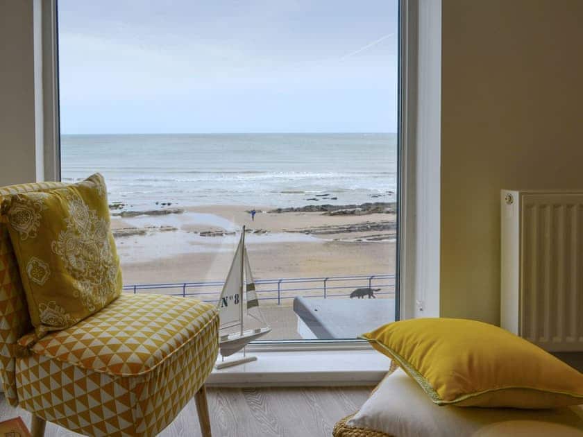 Outstanding view of the beach from the living area | Upper Sandstell Point - Sandstell Point Apartments, Spittal, near Berwick-upon-Tweed