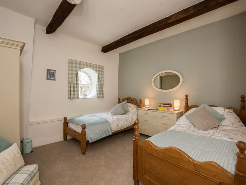 Pretty beamed twin bedroom | The Coach House, Fremington, near Richmond