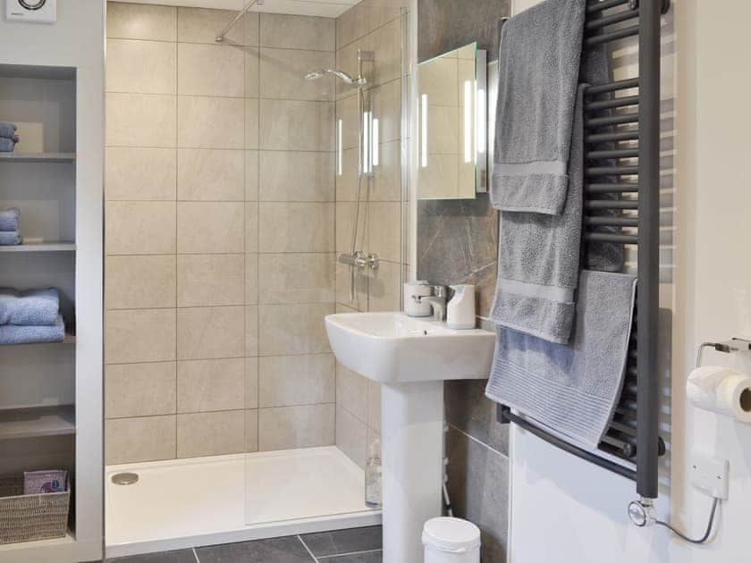 Shower room with heated towel rail | Number 19, Trewellard, near St Just