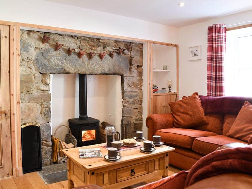 Cosy living room with spectacular fireplace | Viaduct View, Cullen, near Buckie