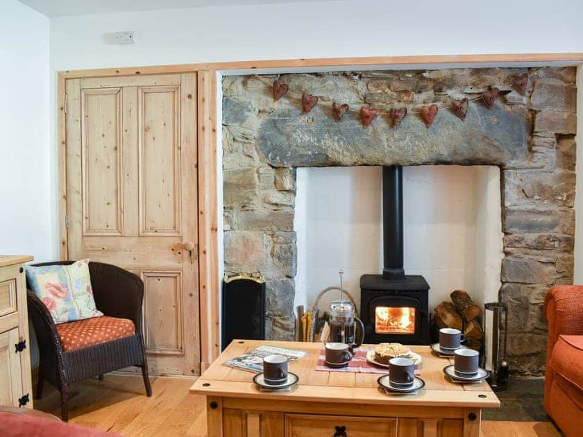 Living room with cosy wood burner | Viaduct View, Cullen, near Buckie