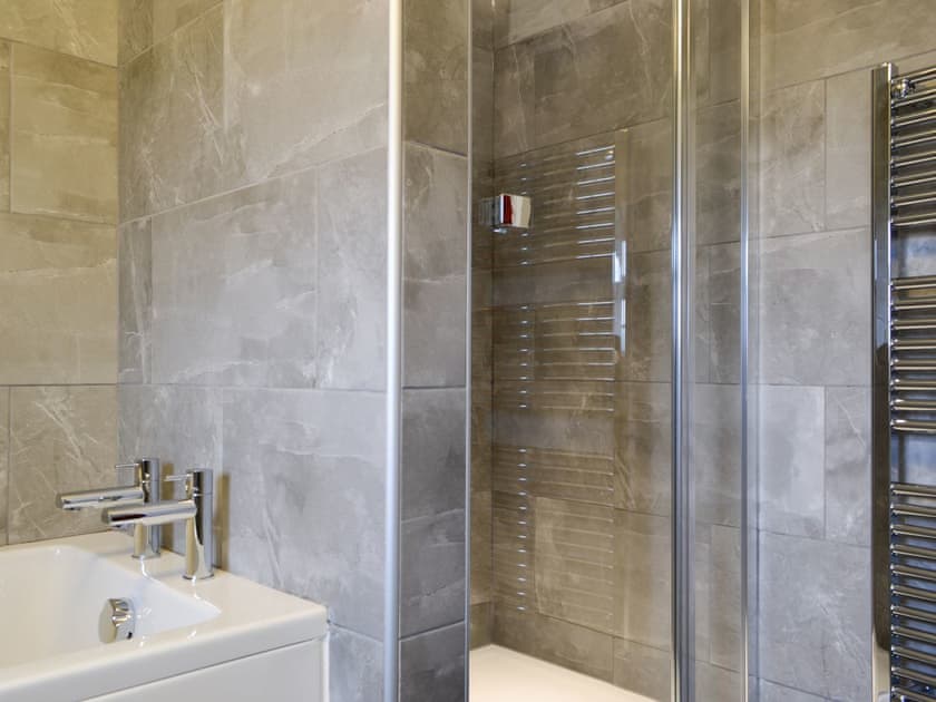 Family bathroom with bath and separate shower cubicle | Apple Tree Cottage, Bassenthwaite, near Keswick