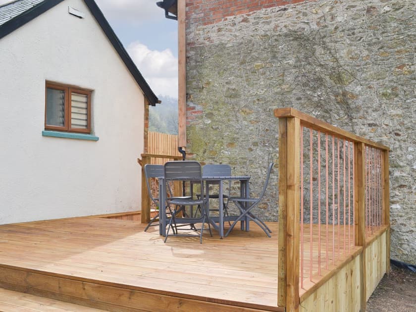 Exclusive deck with table and chairs | The Wheel House, East Hill, near Ottery St Mary