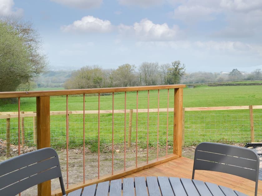 Wonderful countryside views from the decking | The Wheel House, East Hill, near Ottery St Mary