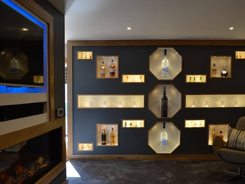 Living room with unique feature wall | Hillend Stables - Hillend, Dalry, near Skelmorlie