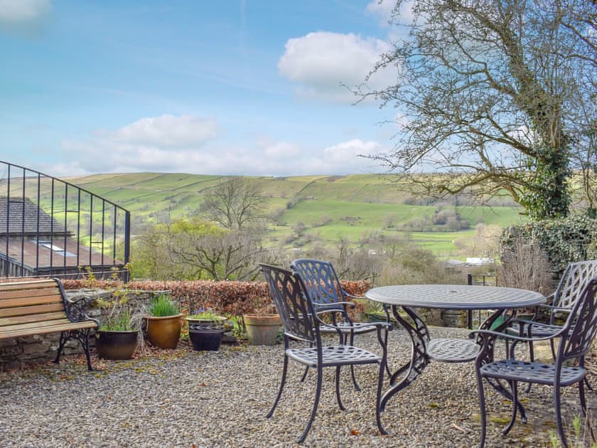Sitting out area with glorious views | Westburn Cottage, Newbiggin-in-Bishopdale, near Leyburn