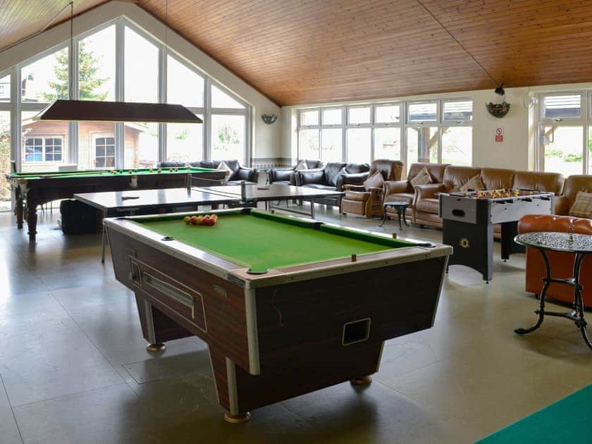 Large games room with snooker/ pool table | Kinnelhook Holiday Cottage, Lochmaben, near Lockerbie