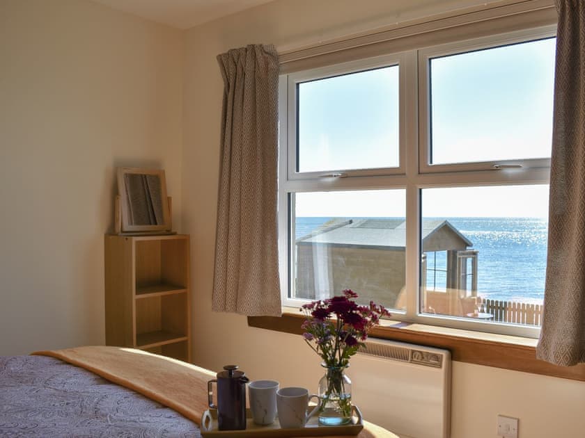 Wonderful views from the double bedroom | Seashore Retreat, Johnshaven, near Montrose