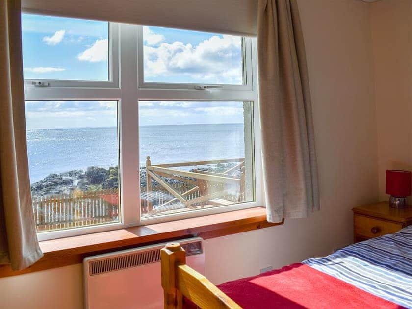 Sea views from twin bedroom | Seashore Retreat, Johnshaven, near Montrose