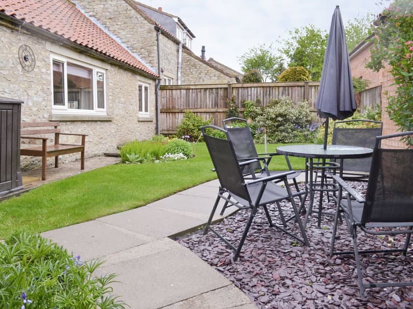 Patio area with outdoor furniture | Newstead Cottage, Thornton-le-Dale, near Pickering