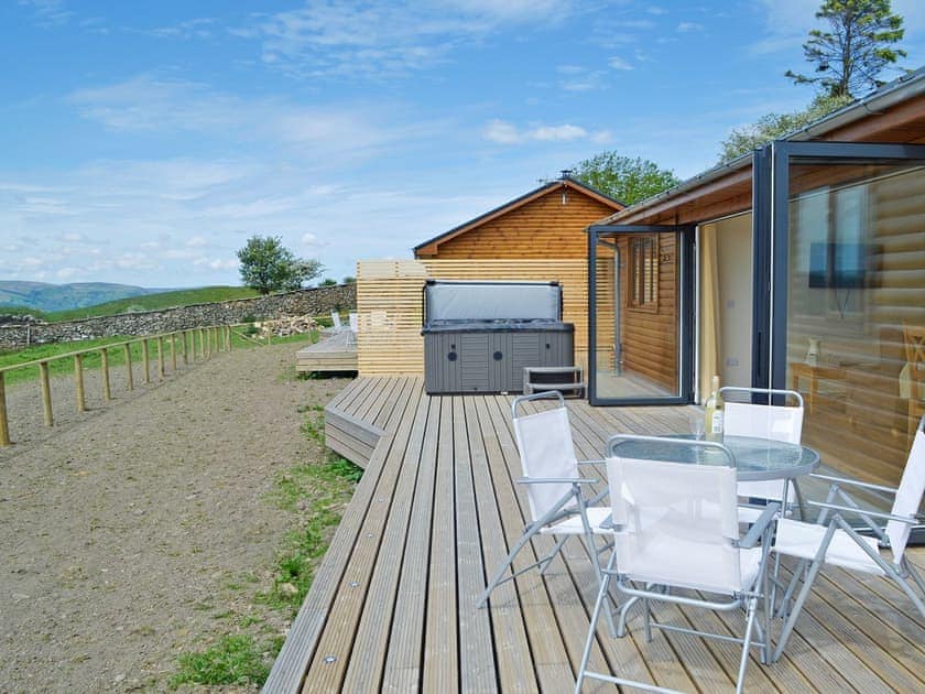 Wonderful south facing decking | Sweet Meadow Lodge - The Lodges, Howey, near Llandrindod Wells