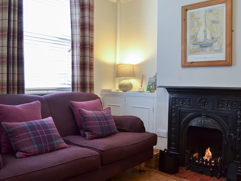 Cosy living room with open fireplace | Dragonfly Cottage, Beverley 