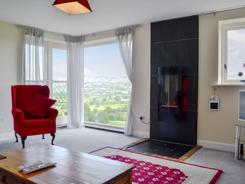 Wonderful countryside views from the living room | Oak House - Cysgod Y Coed Cottages, Llanrhaeadr, near Denbigh