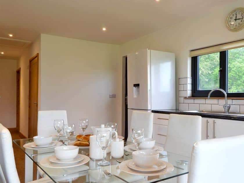 Kitchen and dining area | Offa’s Dyke Lodge - Acre Luxury Lodges, Stanner, near Kington