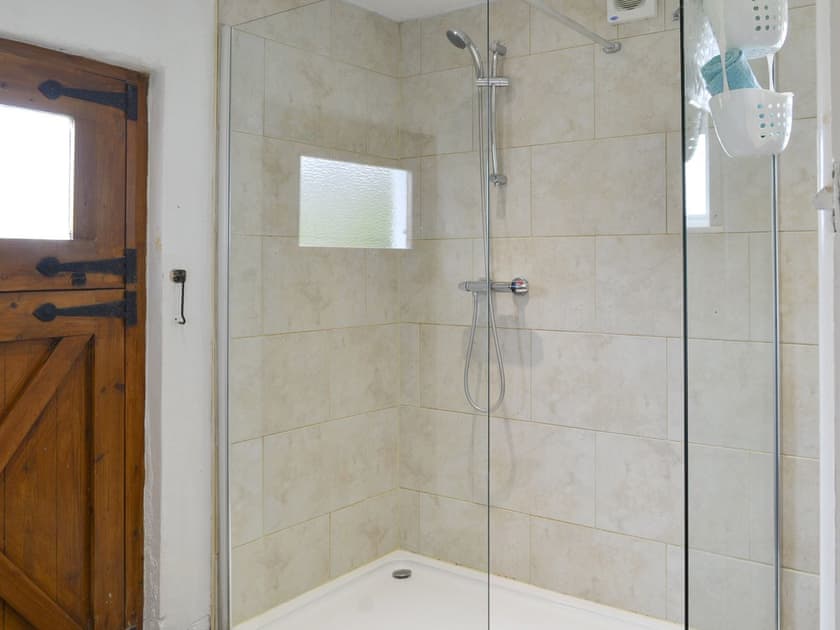 Large shower cubicle within the shower room | Tutchenor Farmhouse, Patchacott, near Beaworthy