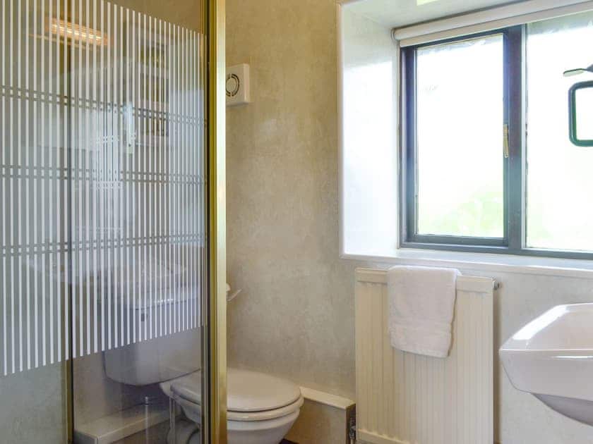 En-suite shower room | Woodland View - Cefncoedbach Farm, Sarnau, near Brecon