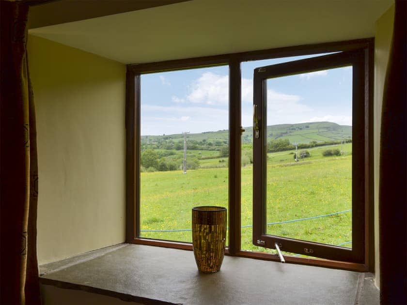 Rural views from the bedroom | Shepherd’s Cottage - Bings Farm, Whaley Bridge near Buxton