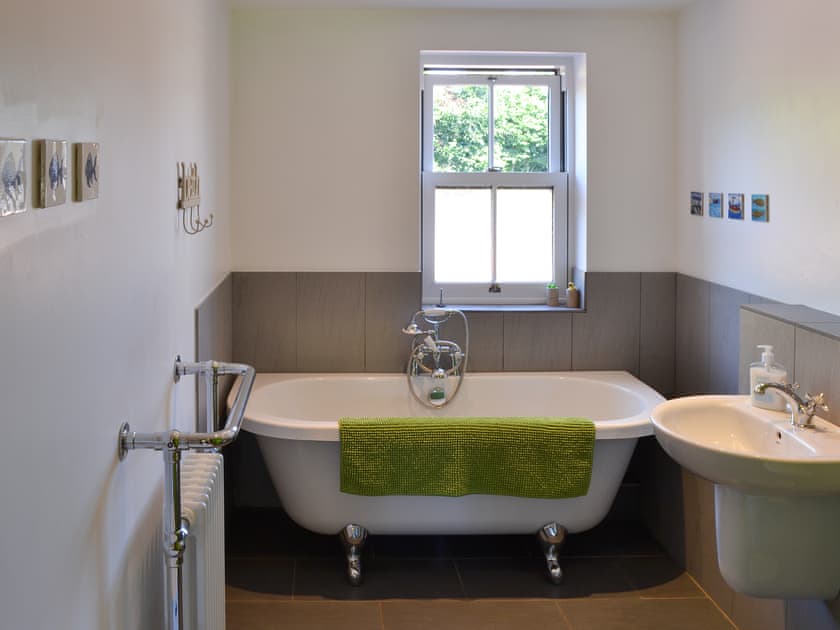 Ground floor bathroom with freestanding bath and walk-in shower | The Gap, Boulmer, near Alnwick